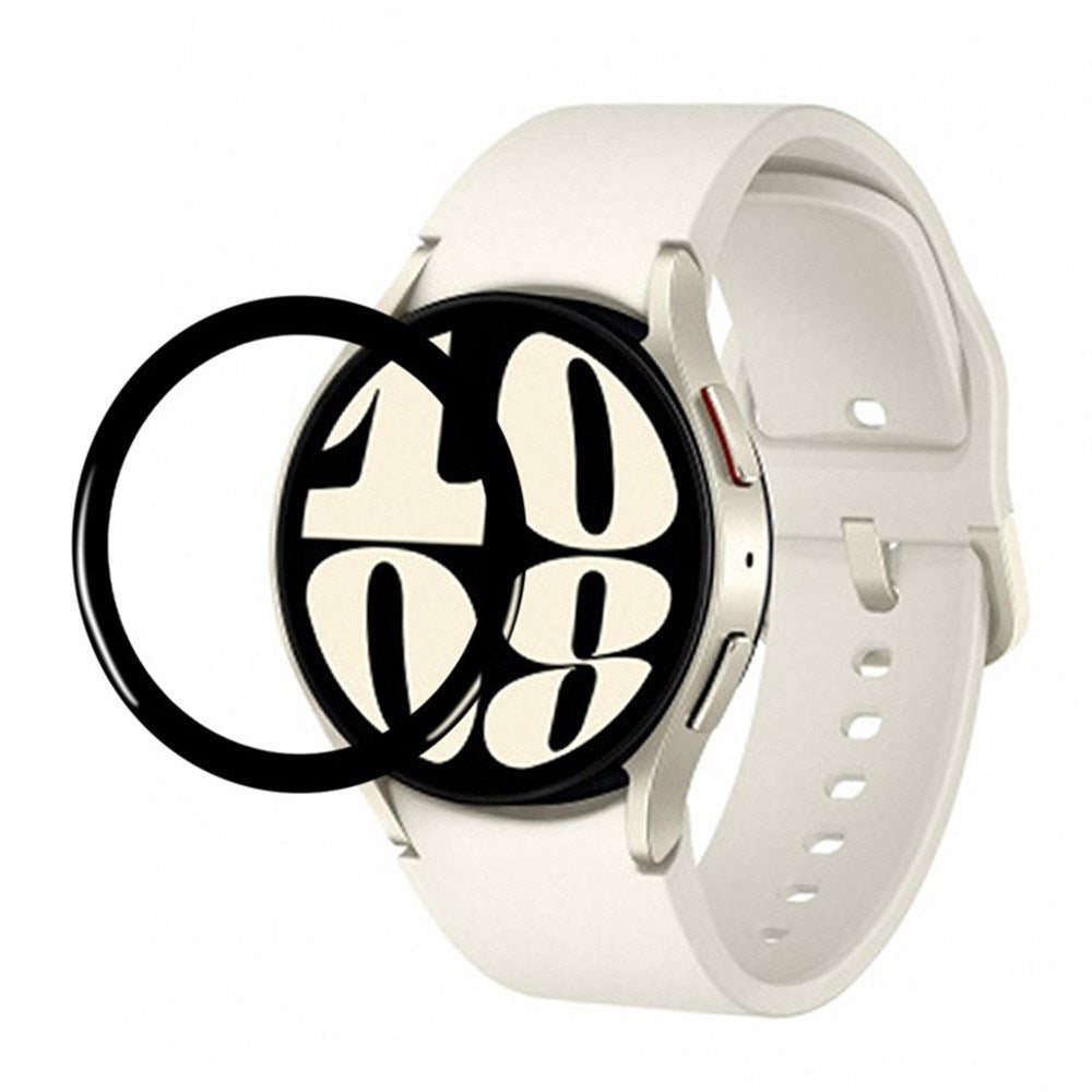Samsung Galaxy Watch 8 (44mm) Plastik Skærmbeskyttelse - Gennemsigtig / Sort Kant
