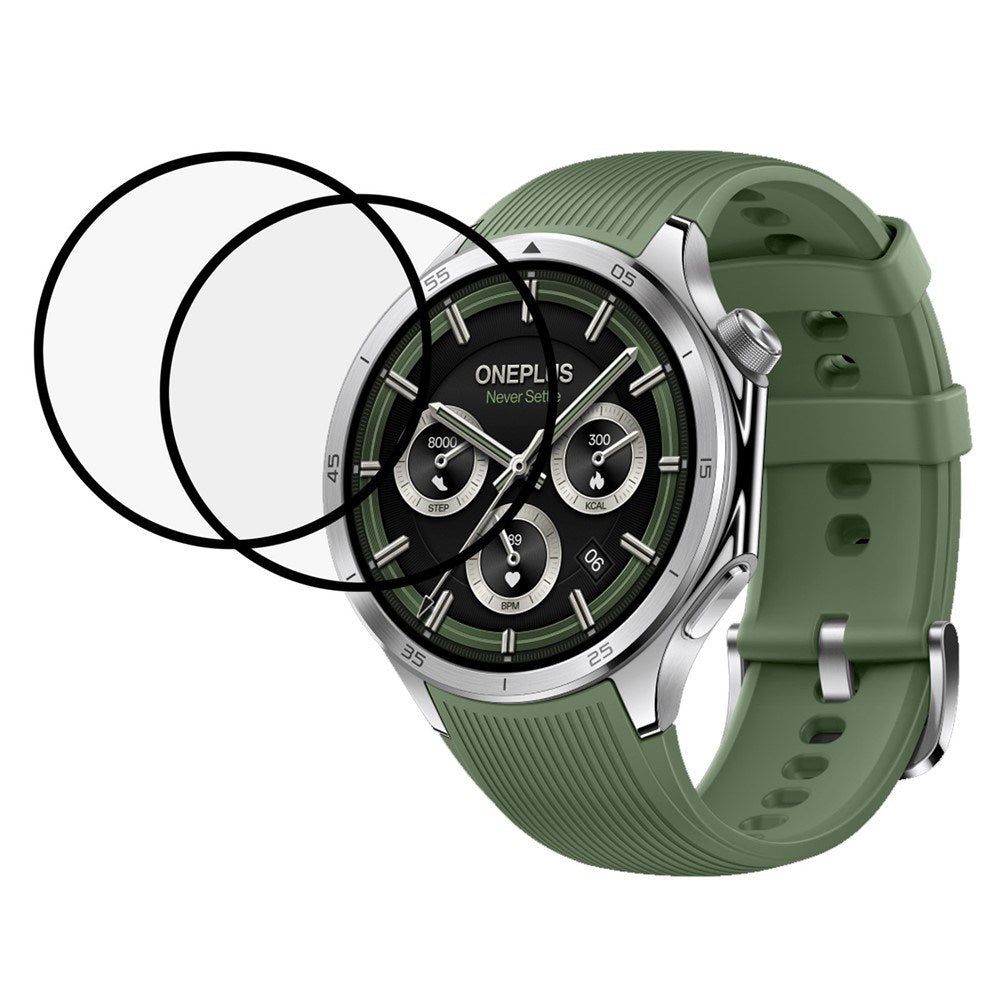 OnePlus Watch 3 (46mm) Skærmbeskyttelse - 2 stk. - Gennemsigtig / Sort Kant