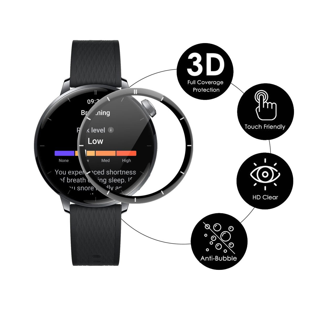 ENKAY OnePlus Watch 3 (43mm) Skærmbeskyttelse - 2 stk. - Gennemsigtig / Sort Kant