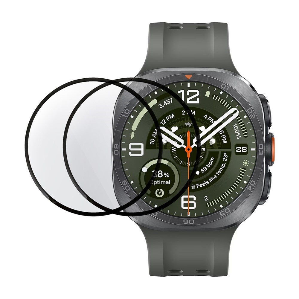 Samsung Galaxy Watch Ultra 2 (47mm) Beskyttelsesfilm - 2 stk - Gennemsigtig / Sort Kant