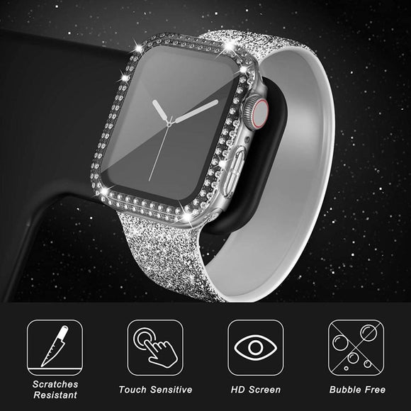 Apple Watch (40mm) Hårdt Plast Case m. Indbygget Skærmbeskyttelse - Gennemsigtig & Rhinsten