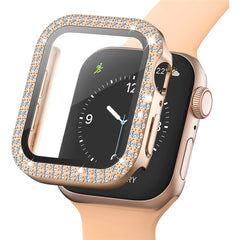 Apple Watch (44mm) Hårdt Plast Case m. Indbygget Skærmbeskyttelse - Rose Gold & Rhinsten (DEMO)