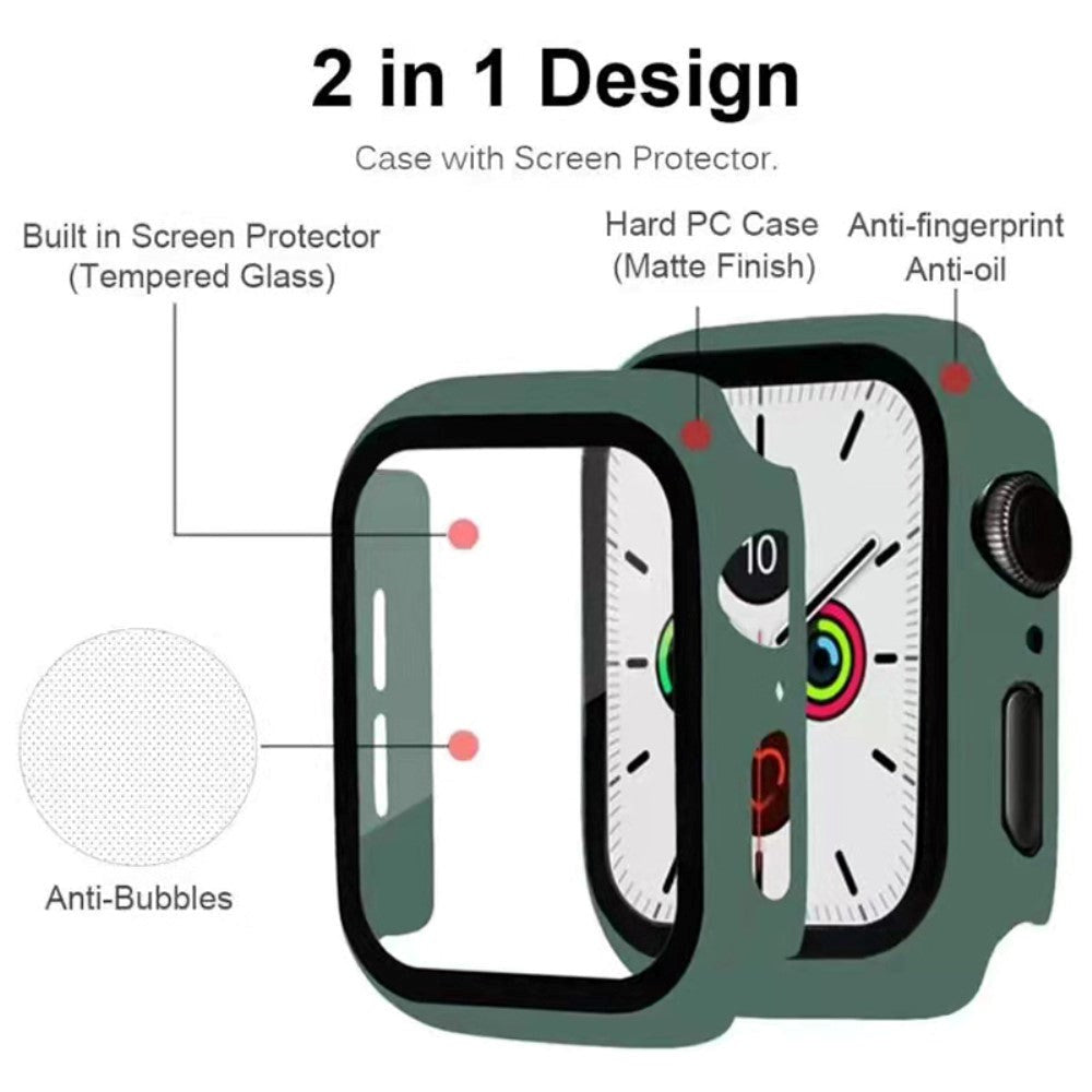 Apple Watch 9/8/7 (45mm) Hård Plast Cover m. Indbygget Skærmbeskyttelse - Grøn