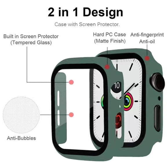 Apple Watch 9/8/7 (45mm) Hård Plast Cover m. Indbygget Skærmbeskyttelse - Grøn