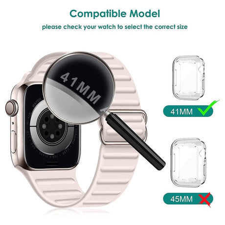 Apple Watch 9/8/7 (41mm) Fleksibelt Plast Cover - Gennemsigtig