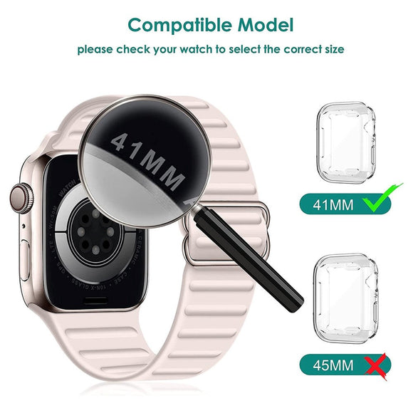 Apple Watch 9/8/7 (41mm) Fleksibelt Plast Cover - Gennemsigtig
