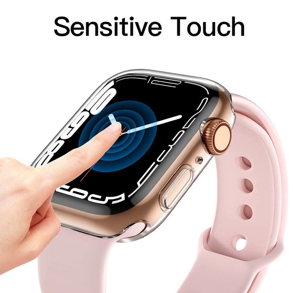 Apple Watch 9/8/7 (41mm) Fleksibelt Plastik Cover m. Indbygget Skærmbeskyttelse - Gennemsigtig