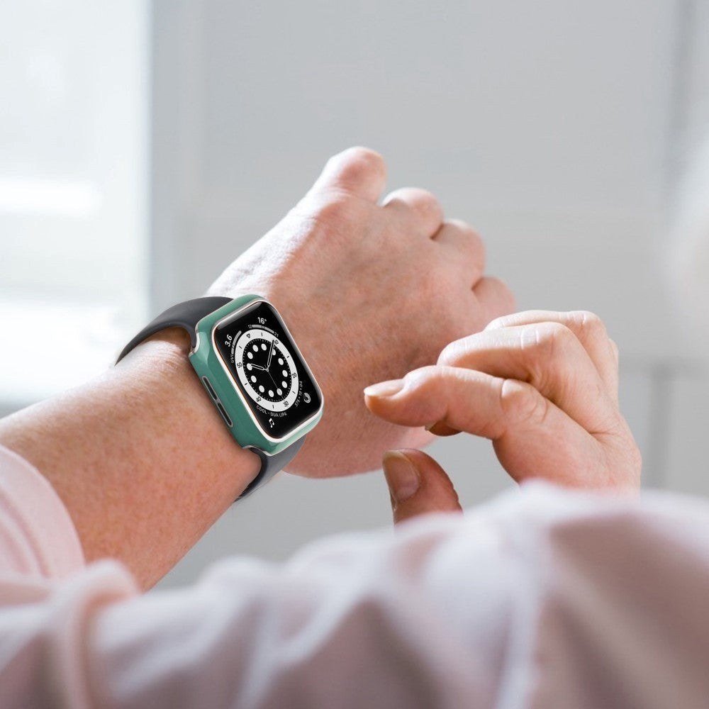 Apple Watch Ultra 4/3/2/1 (49mm) Hård Plast Cover m. Indbygget Skærmbeskyttelse - Grøn / Sølv