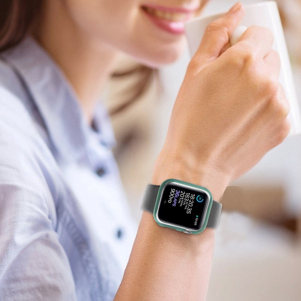 Apple Watch Ultra 4/3/2/1 (49mm) Hård Plast Cover m. Indbygget Skærmbeskyttelse - Grøn / Sølv