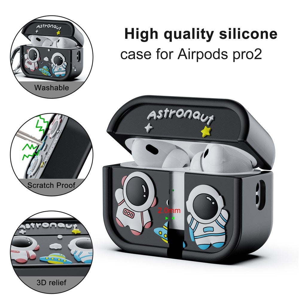 Apple AirPods Pro (2. Gen.) Silikone Cover m. Astronaut Design - Sort