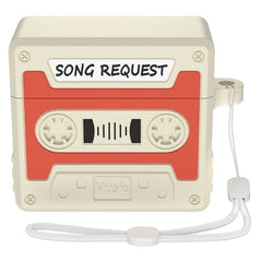 Airpods 4 Retro Kassettebånd Afspiller Silikone Cover - Orange/Beige