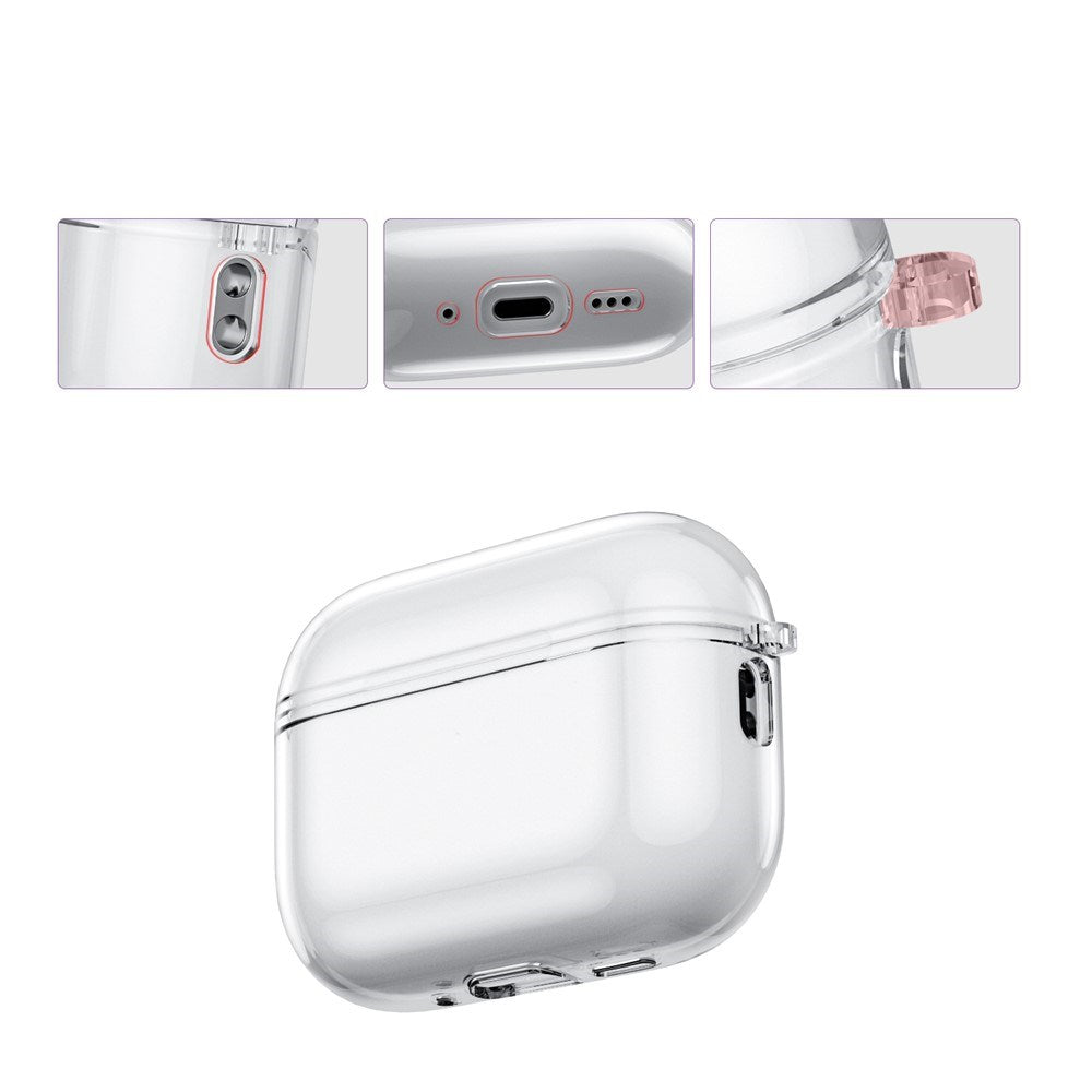 Apple AirPods Pro (3. gen.) Transparent Fleksibelt Plast Cover - Gennemsigtig / Sort