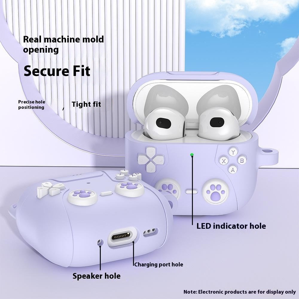 Apple AirPods Pro (3. Gen.) Silikone Katte Cover m. Gamer Design - Grå