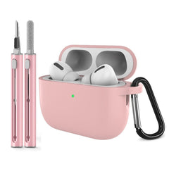 Apple AirPods Pro (3. gen.) Silikone Cover m. Karabinhage & Rengøringspen - Pink