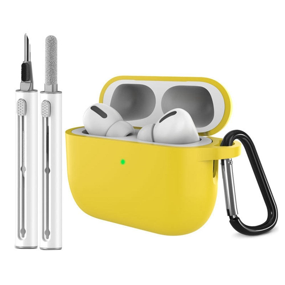 Apple AirPods Pro (3. gen.) Silikone Cover m. Karabinhage & Rengøringspen - Yellow
