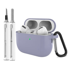 Apple AirPods Pro (3. gen.) Silikone Cover m. Karabinhage & Rengøringspen - Lavender