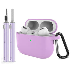 Apple AirPods Pro (3. gen.) Silikone Cover m. Karabinhage & Rengøringspen - Light Purple