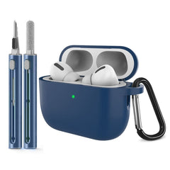 Apple AirPods Pro (3. gen.) Silikone Cover m. Karabinhage & Rengøringspen - Midnight Blue