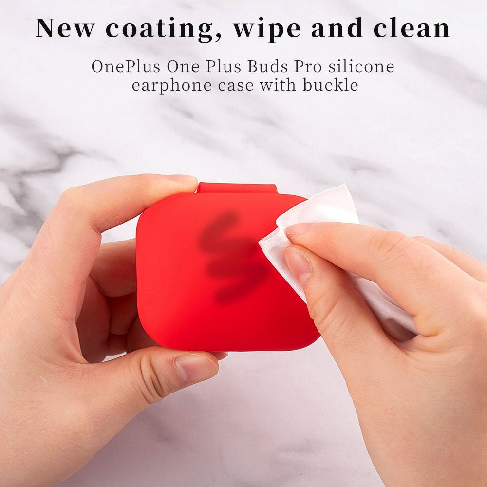 OnePlus Buds Pro Silikone Cover m. Karabinhage - Hvid
