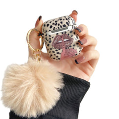 Apple AirPods (1 & 2. gen.) Plastik Cover m. Vedhæng - Leopard