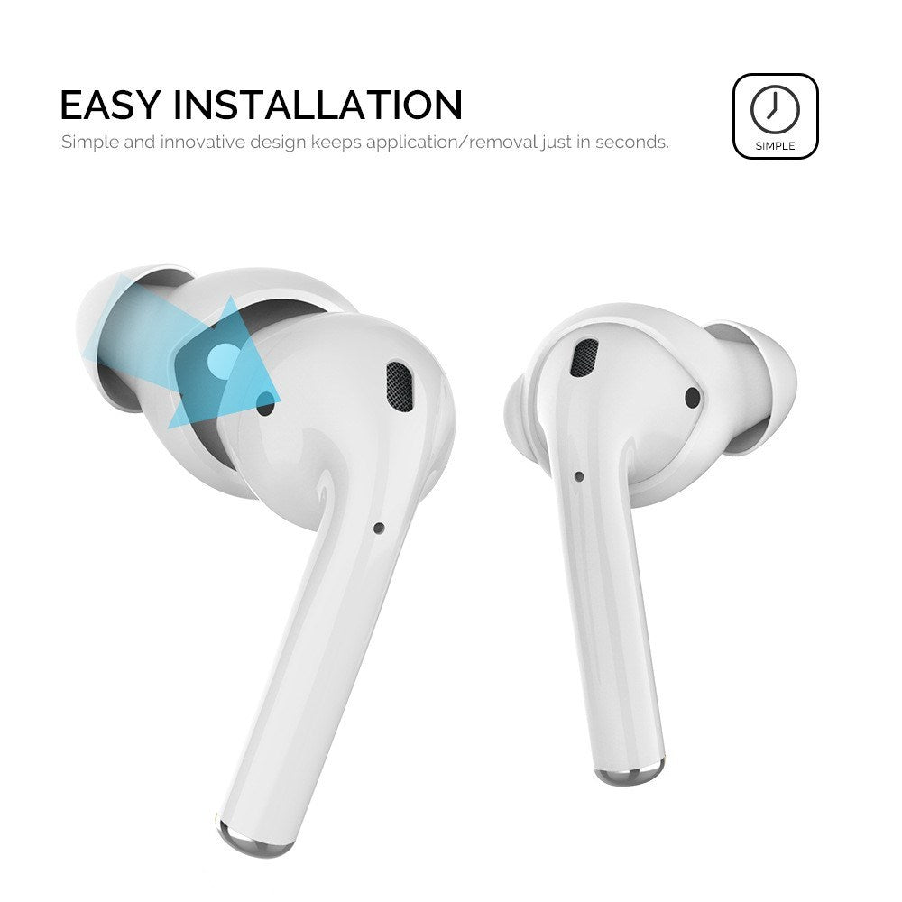 Apple AirPods (1. & 2. Gen) Ørepuder 3 Sæt m. Opbevaringsetui - Str. S - Sort