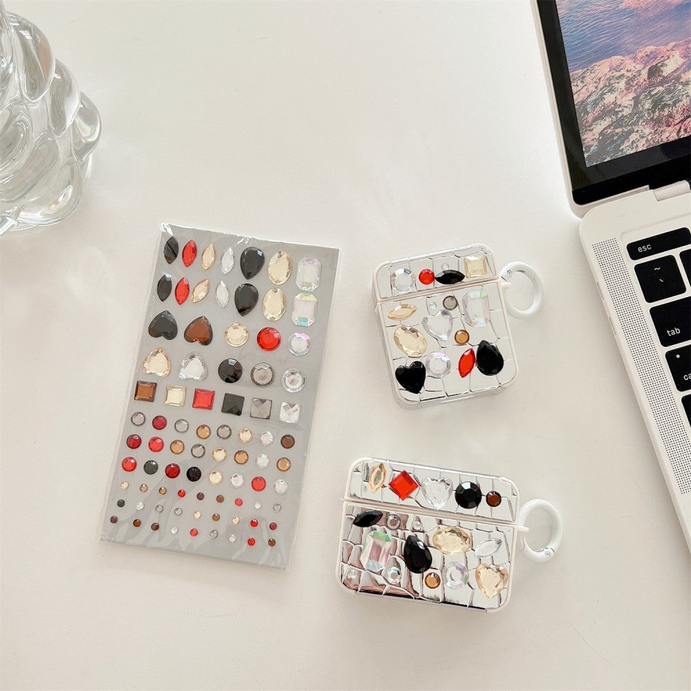 Apple AirPods Pro (1 gen.) Plastik Cover m. Perle Udsmykning - Sølv