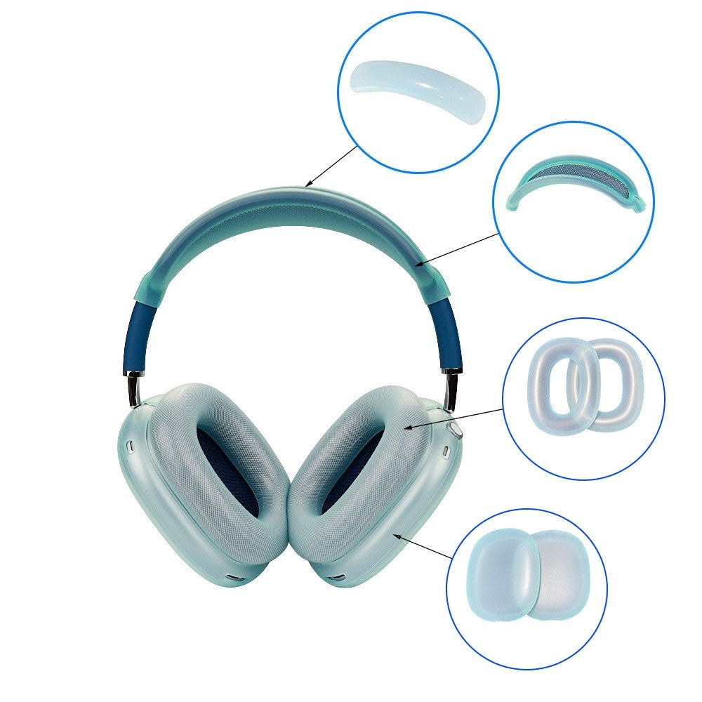 AirPods Max / Max 2 Silikone Cover m. Bøjle Beskytter - Gennemsigtig / Blå