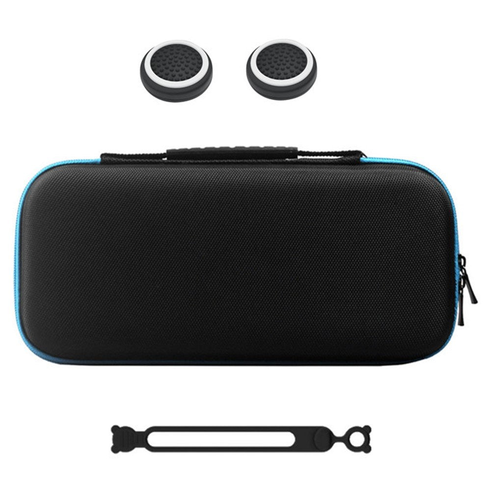 Nintendo Switch 2 Opbevaringstaske m. Silikone Kabelbinder & Joystick Grip Caps - Sort / Blå