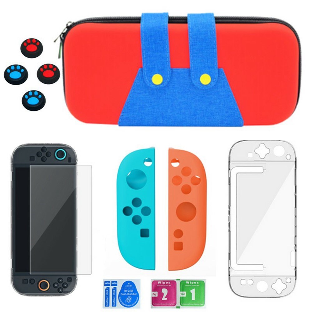 Nintendo Switch 2 6-i-1 Beskyttelsessæt - Rød / Blå
