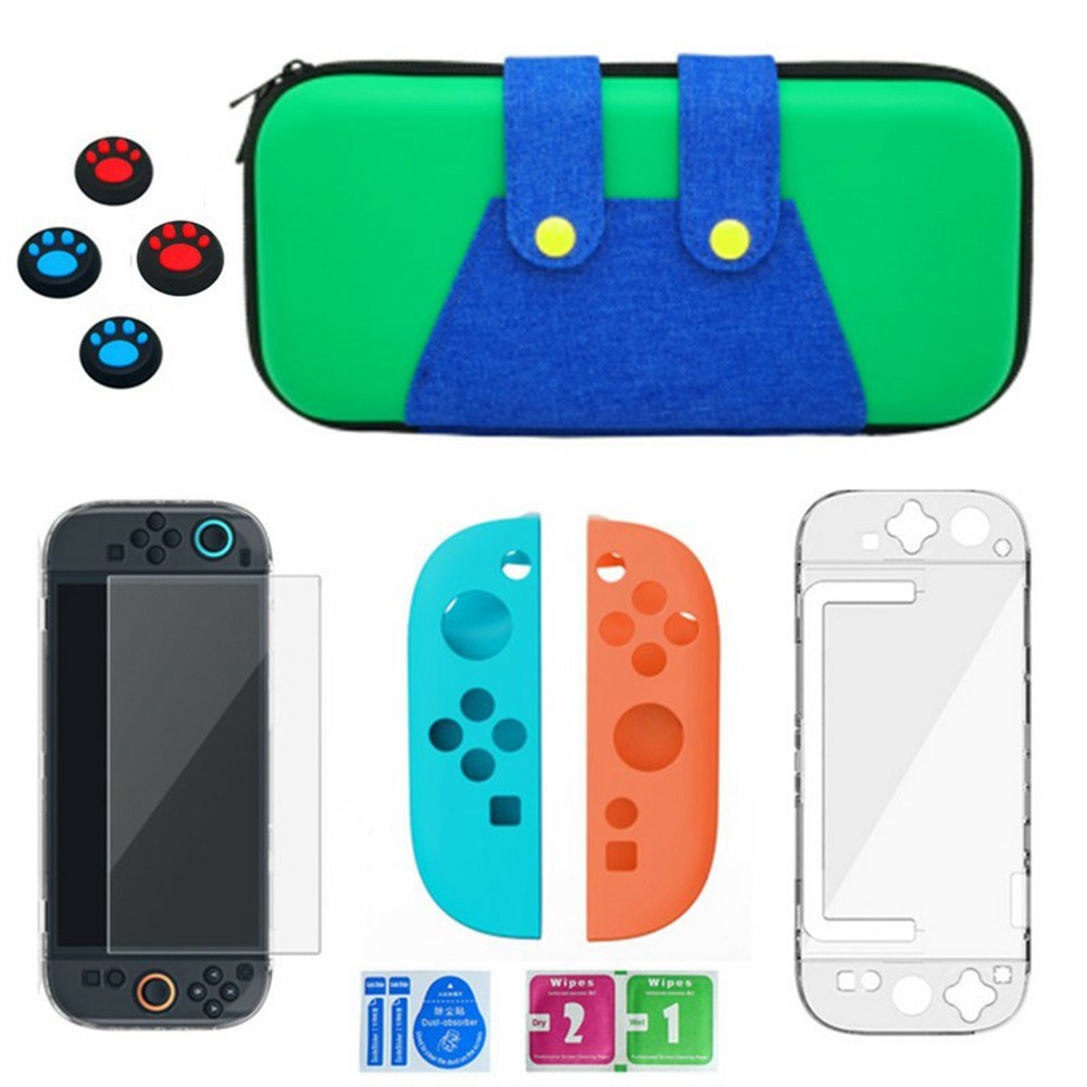Nintendo Switch 2 6-i-1 Beskyttelsessæt - Grøn / Blå
