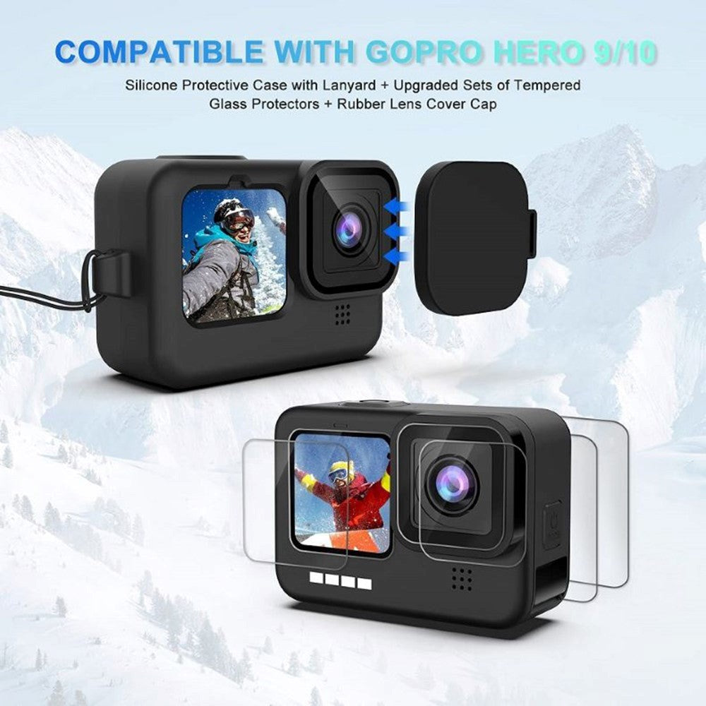 Vandtæt Case GoPro Hero 9 / 10 / 11 m. Silikone Cover / Beskyttelsesglas / Batteri Cover - Gennemsigtig