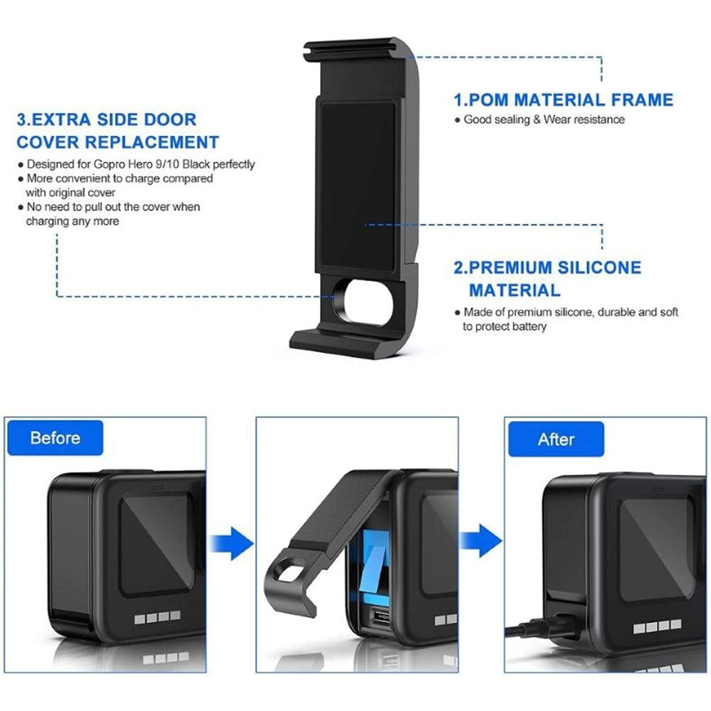 Vandtæt Case GoPro Hero 9 / 10 / 11 m. Silikone Cover / Beskyttelsesglas / Batteri Cover - Gennemsigtig