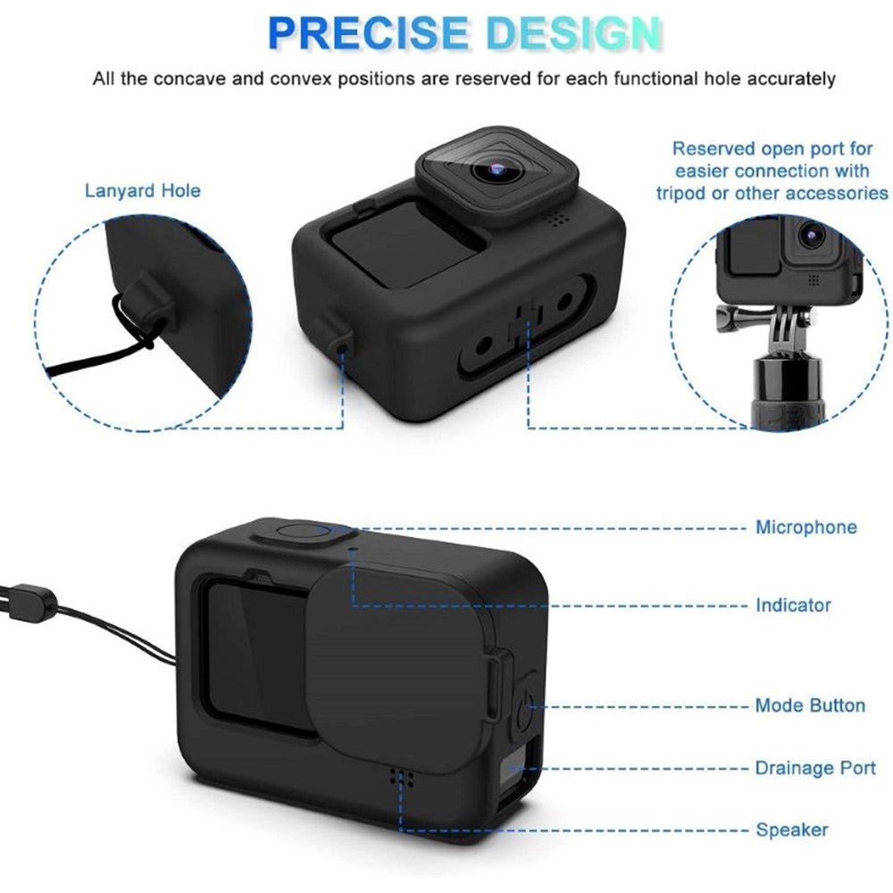 Vandtæt Case GoPro Hero 9 / 10 / 11 m. Silikone Cover / Beskyttelsesglas / Batteri Cover - Gennemsigtig