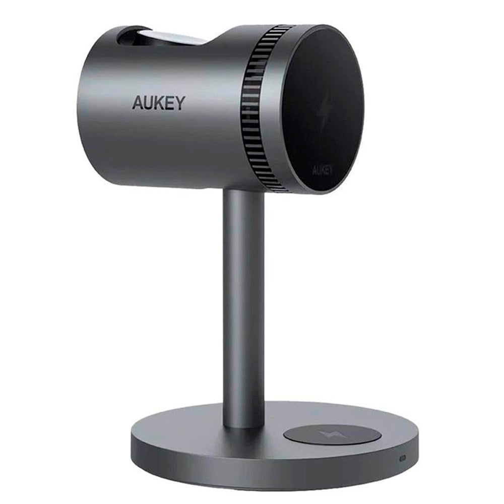 Aukey MagFusion 3-i-1 Pro Qi2 Trådløs Oplader - MagSafe Kompatibel - Grå