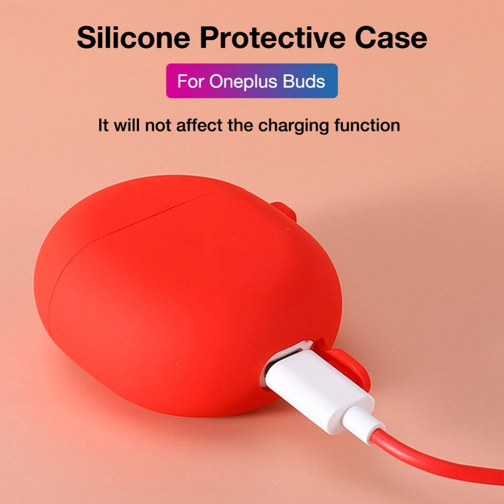 OnePlus Buds Silikone Case m. Karabinhage - Hvid