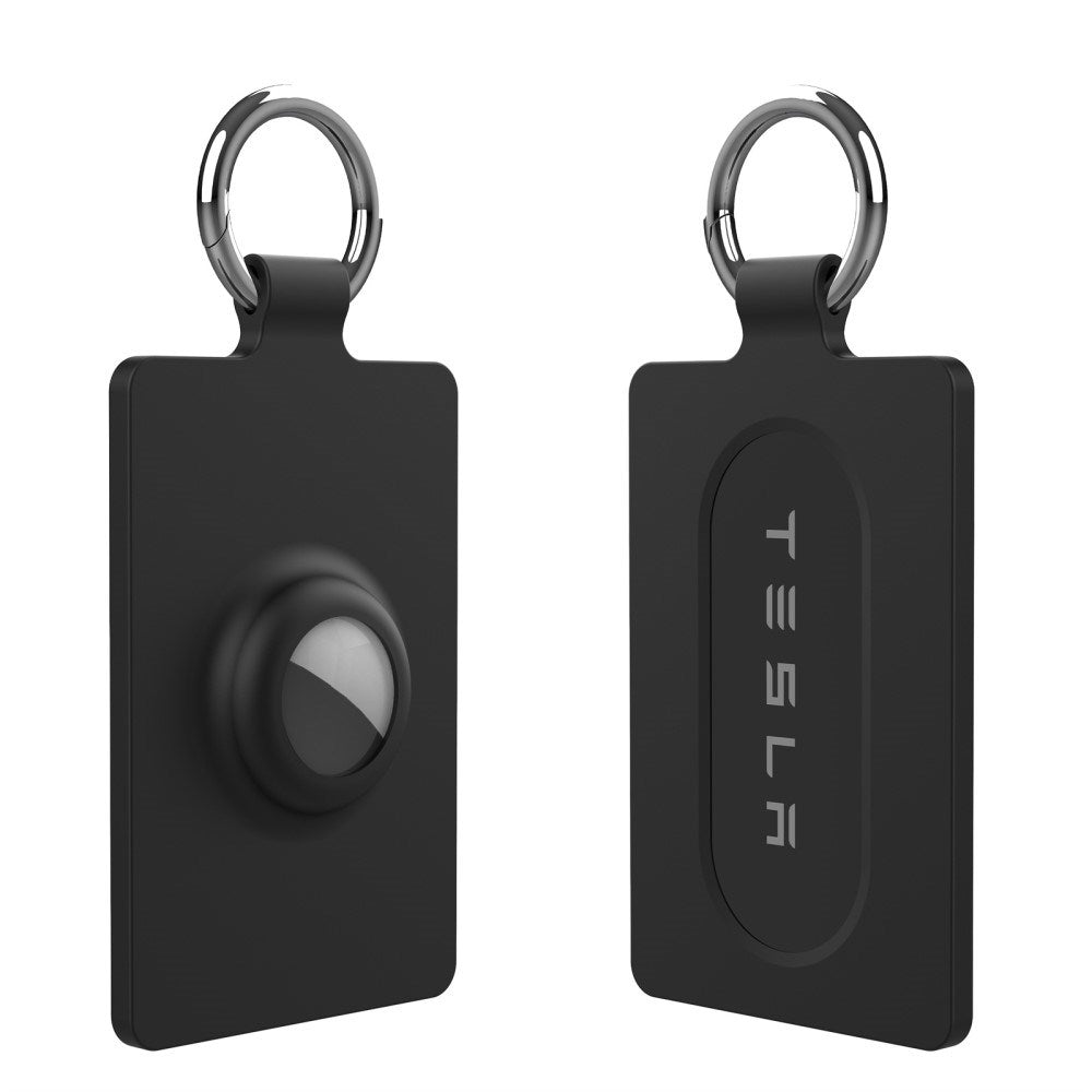 Tesla Nøglekort Holder m. AirTag 1. & 2. Gen. Lomme og Karabinhage - Sort