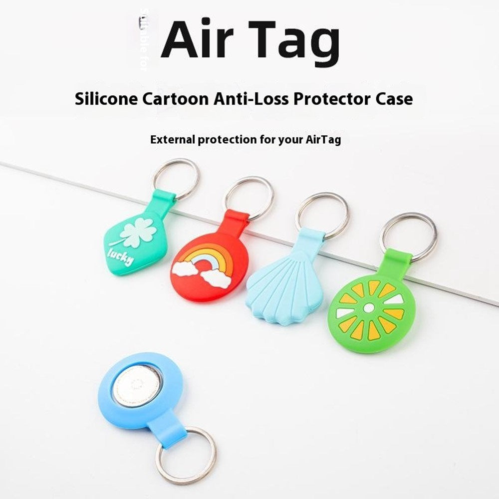 Apple AirTag 1. & 2. Gen. Silikone Cover m. Karabinhage - Rød Regnbue