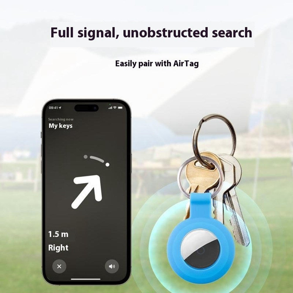 Apple AirTag 1. & 2. Gen. Silikone Cover m. 3D Design & Nøglering - Blå Muslingeskal