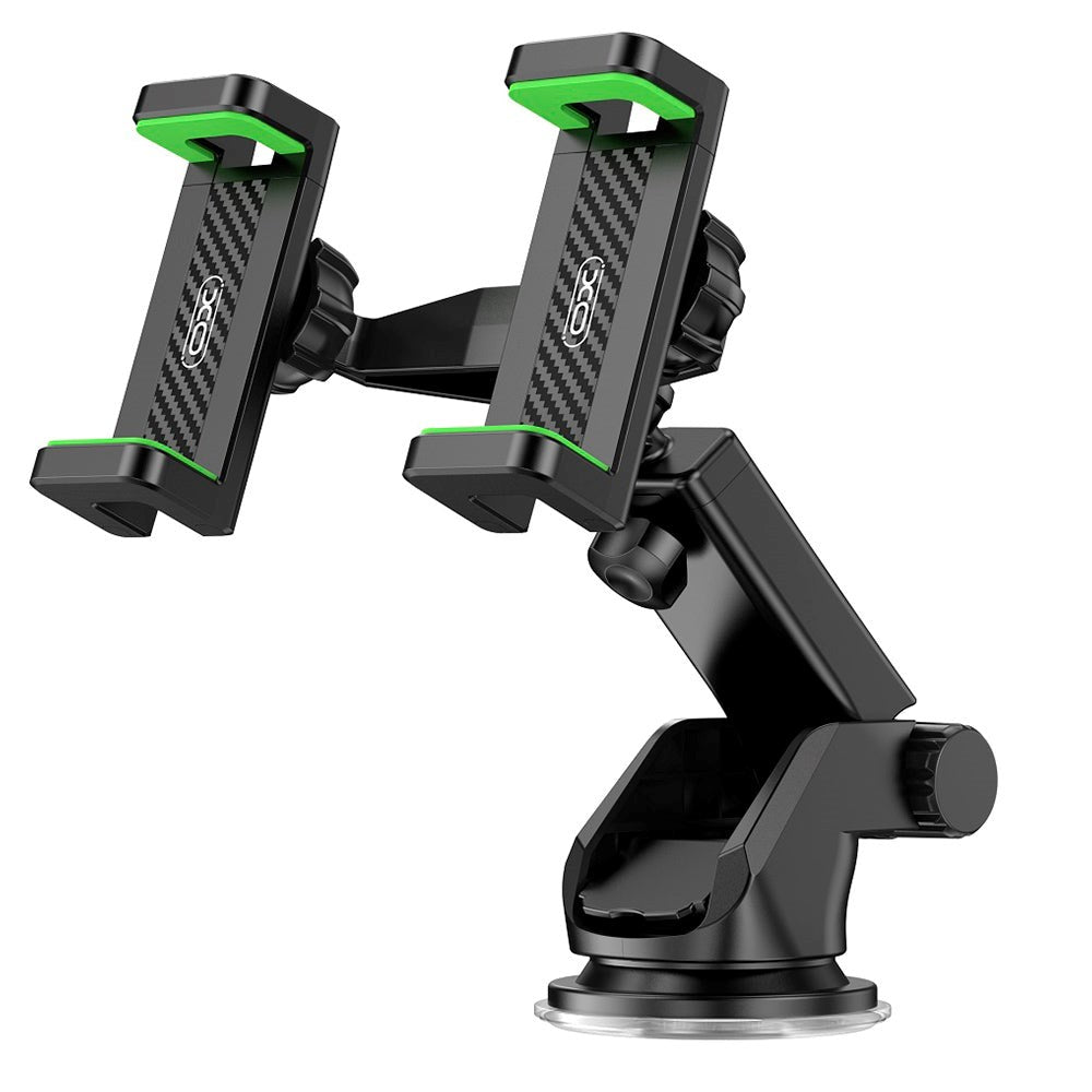 XO C117 Mobilholder til Bil m. 2 Arme - Til Instrumentbræt - Max Mobil: 60 - 90mm - Sort