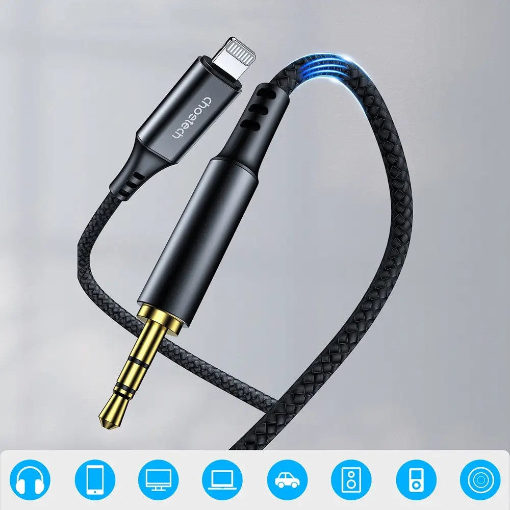 Choetech AUX009 Lightning til 3.5mm Minijack Kabel - 2m - Sort