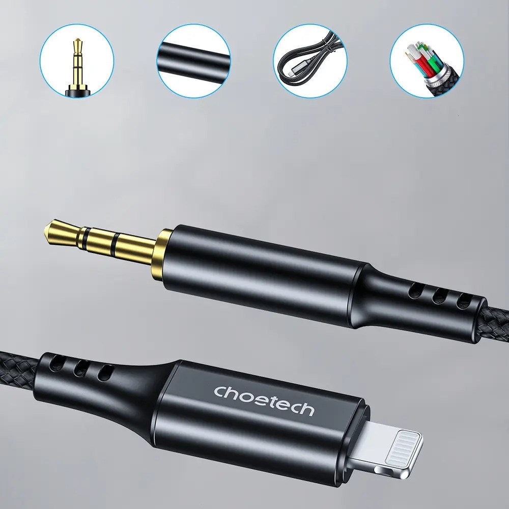 Choetech AUX009 Lightning til 3.5mm Minijack Kabel - 2m - Sort