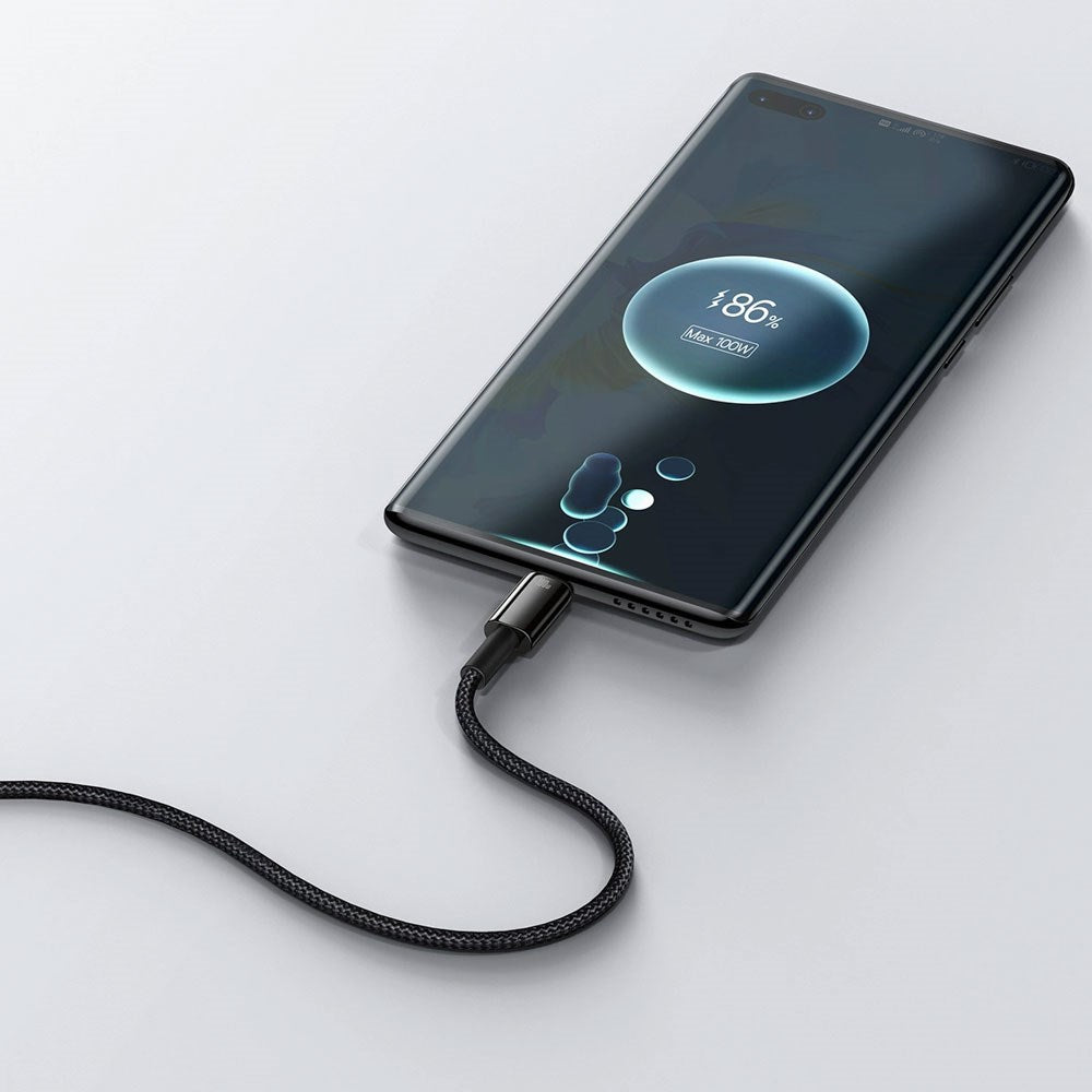Baseus 100W USB-A til USB-C Kabel 480Mb/s - 2m - Sort