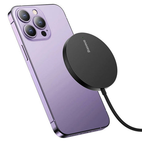 Baseus Simple Mini3 Magnetic 15W Wireless Charger - MagSafe Kompatibel - Sort