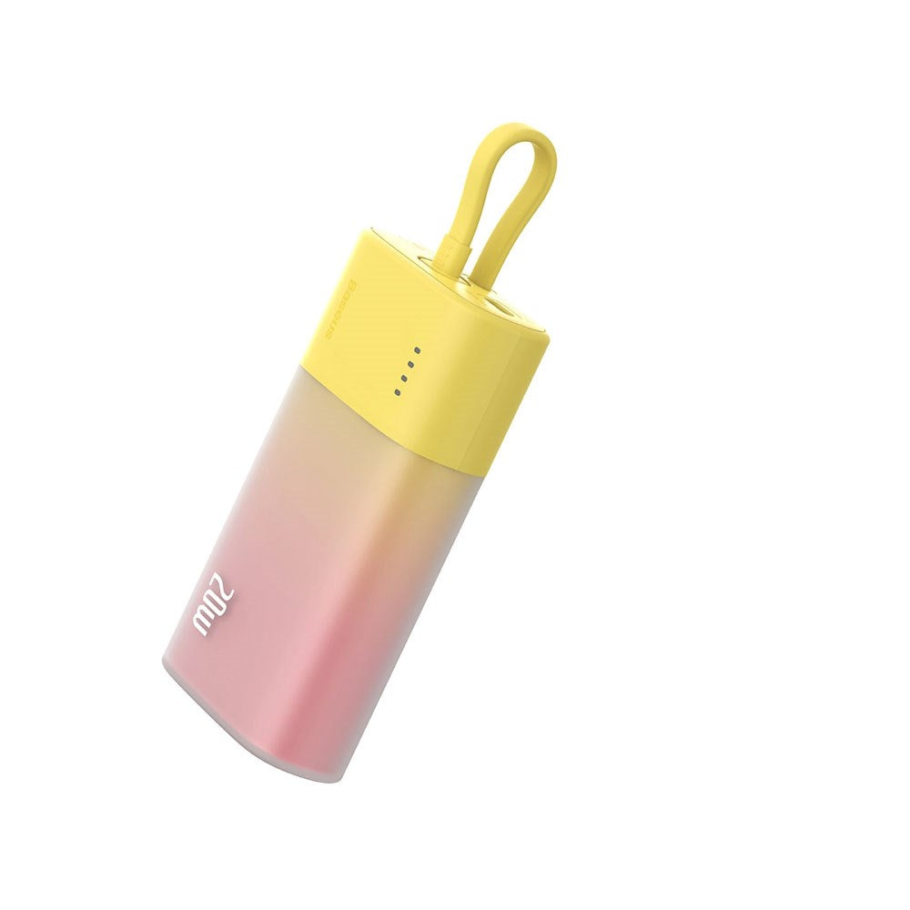 Baseus Popsicle 5200mAh Powerbank 20W m. Indbygget Lightning Kabel - Lyserød / Gul