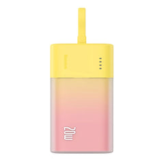 Baseus Popsicle 5200mAh Powerbank 20W m. Indbygget Lightning Kabel - Lyserød / Gul