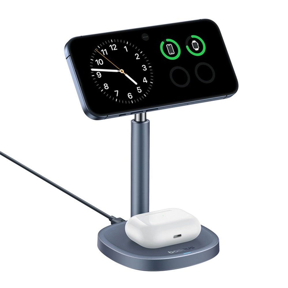 Baseus Orbit 2 Pro 2-i-1 Mobilstander med 20W Trådløs Opladning - MagSafe / Qi2 Kompatibel - Grå