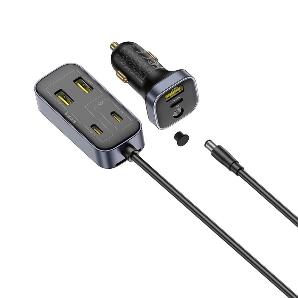 Baseus Multifunktionel Biloplader 110W m. 3 x USB-A & 3 x USB-C - 1.5m - Sort