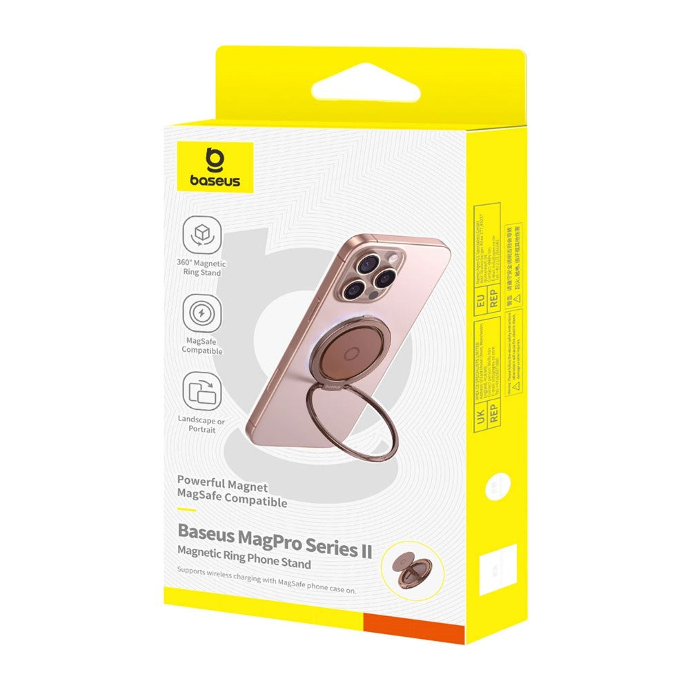 Baseus MagPro II Ring Holder til Mobil m. Ståfunktion - MagSafe Kompatibel - Rose Gold