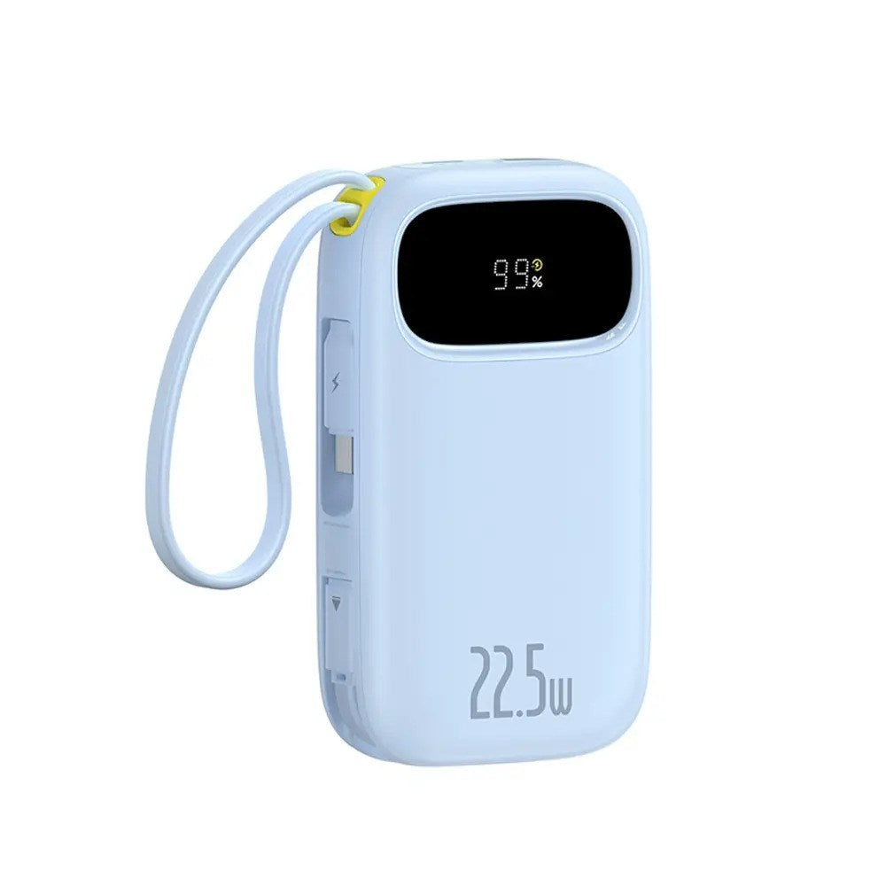 Baseus EnerFill 20.000mAh Powerbank 22.5W m. Indbygget USB-C & Lightning Kabel - Blå