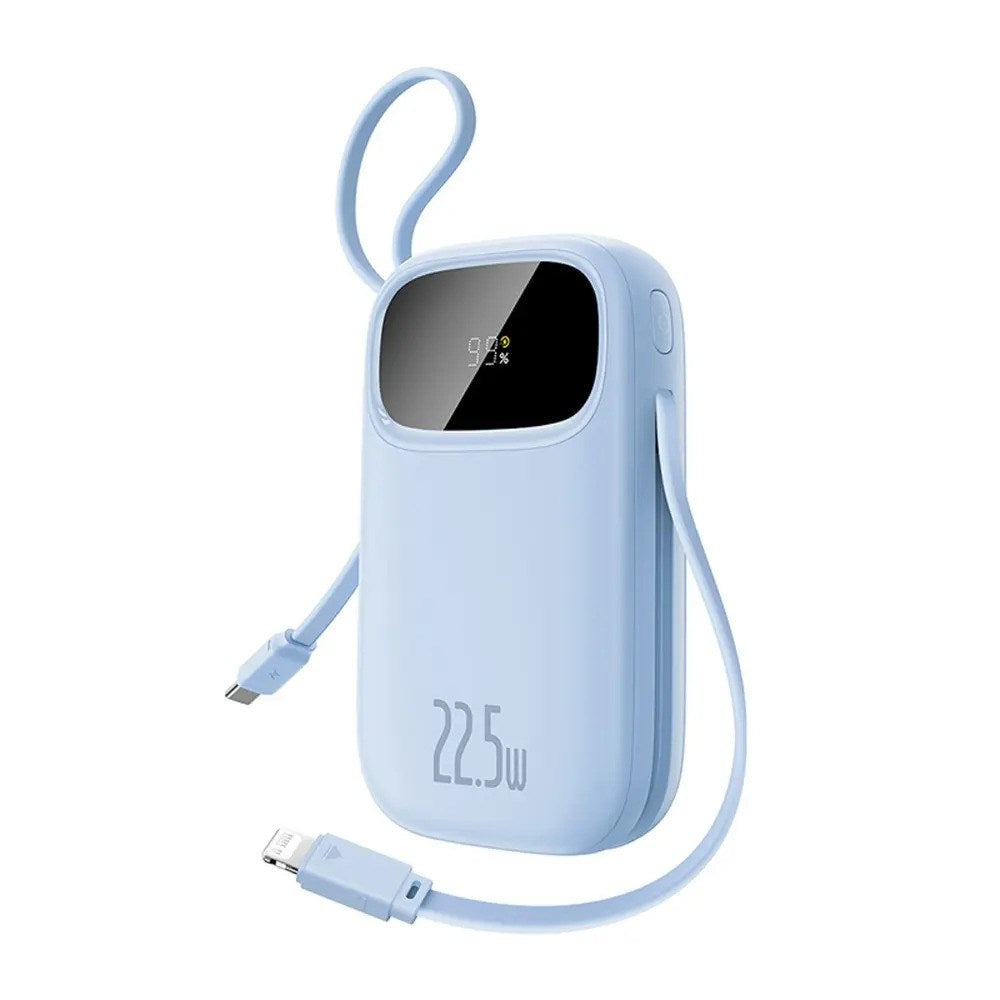 Baseus EnerFill 20.000mAh Powerbank 22.5W m. Indbygget USB-C & Lightning Kabel - Blå